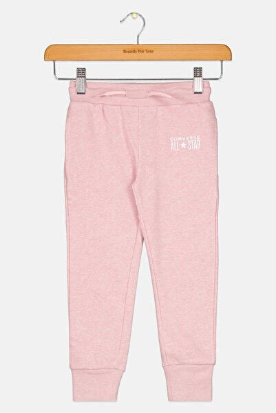 Converse Toddlers Girl Drawstring Brand Logo Jogger Pant, Heather Pink