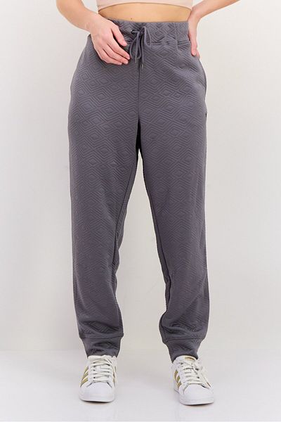 Nine West Women Regular Fit Drawstring Diamond Pattern Jogger Pants, Grey