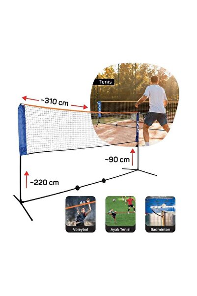 Triathlon Çok Amaçlı Portatif File Seti Tenis Badminton Voleybol Ayak Tenisi ...