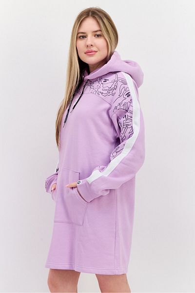 Aape By A Bathing Ape Women Graphic Print Long Sleeves Hooded Mini Dress, Lilac