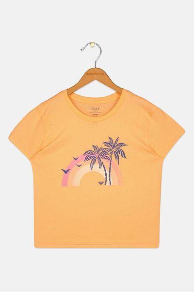 Roxy Kids Girl Graphic Printed Short Sleeve Top, Orange