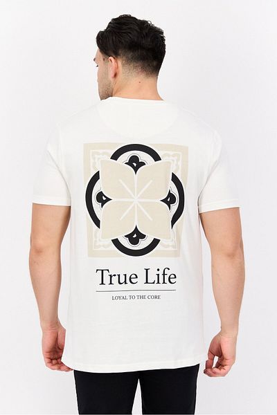 Denim & Flower x Ricky Singh Men Crew Neck Short Sleeves Graphic Print T-shirt, Off White Combo