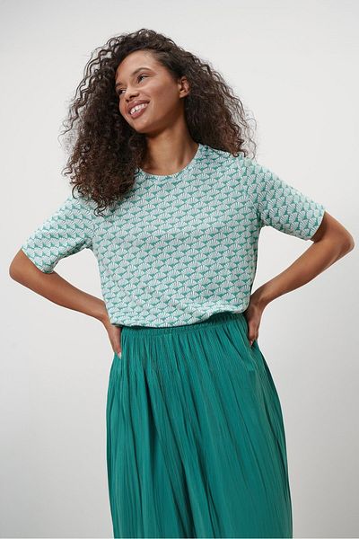Tchibo Women Crew Neck Short Sleeves Graphic T-shirt, Green