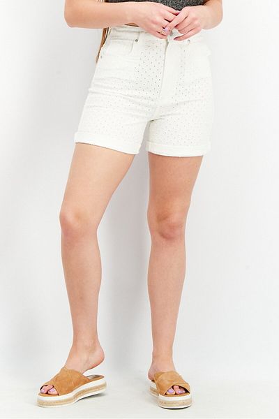 Cropp Women Regular Fit Textured Denim Short, White