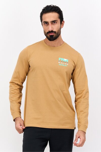 Hurley Men Sportswear Fit Graphic Print Training T-Shirts, Tan