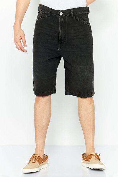 Diesel Men Washed Denim Shorts, Black