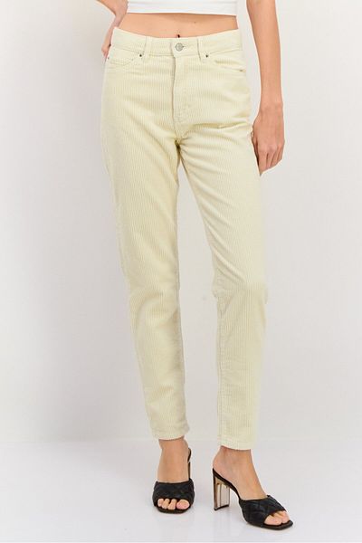 Esprit Women Mom Fit Textured Corduroy Pants, Cream