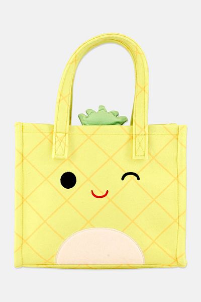 Squishmallows حقيبة توت منقوشة للبنات الصغار 20 سم ارتفاع × 24 سم طول × 8 سم عرض، باللون الأصفر