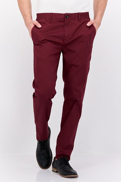 Scotch & Soda Men Slim Fit Plain Mott Chino Pants, Maroon