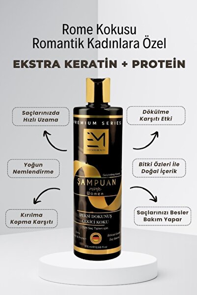 EM AMANOS BEAUTY Rome Kokusu - Kadın Şampuan - Doğal Bitki Özlü Keratin Ve Kolajen Içerir - Saç Dökülmesini Önler