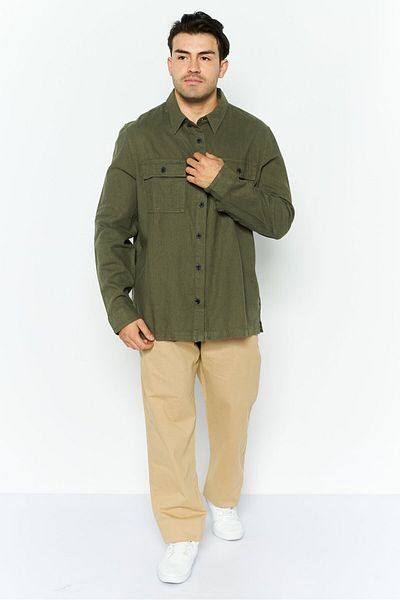 Threadbare Men Regular Fit Solid Long Sleeves Casual Shirt, Khaki