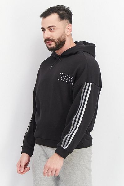 adidas Men Sportswear Fit Long Sleeve Embroidered Hoodie, Black