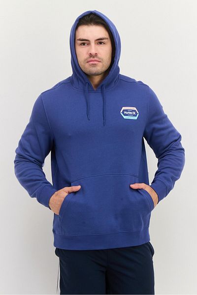 Hurley Men Hooded Brand Logo Long Sleeve Sweatshirt, Blue