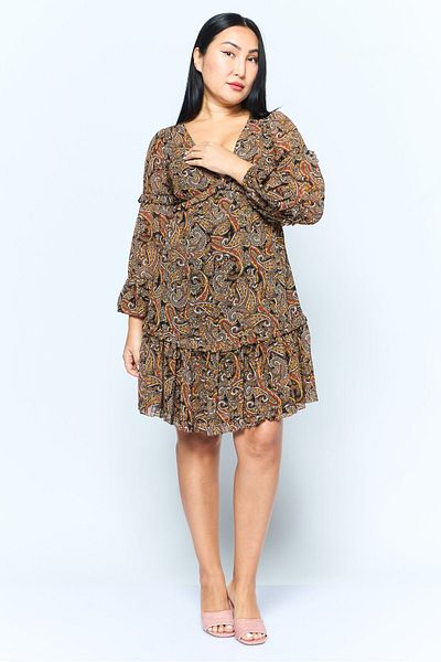 Michael Kors Women Paisley Print Mini Dress, Black Combo