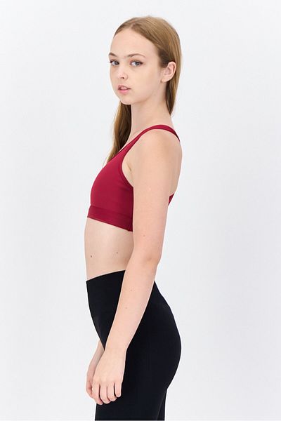 adidas Women Lightly Padded Brand Logo Sports Bra, Maroon