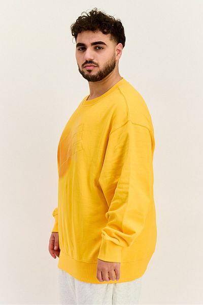 Esprit Men Ribbed Neck Embroidered Logo Long Sleeves Sweatshirt, Orange
