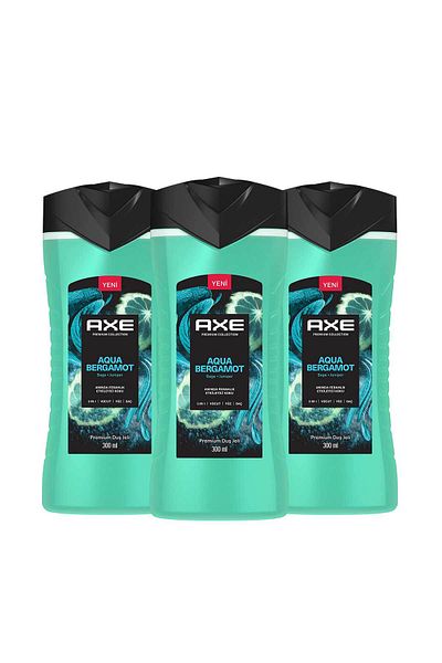 Axe Aqua Bergamot 3 in 1 Body Hair Face Shampoo 300 ml