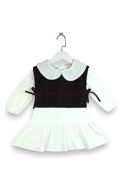 Via Girls Girl's Long Sleeve Bolero Lace Collar Muslin Dress |   2-5 Years Old Children's Clothing