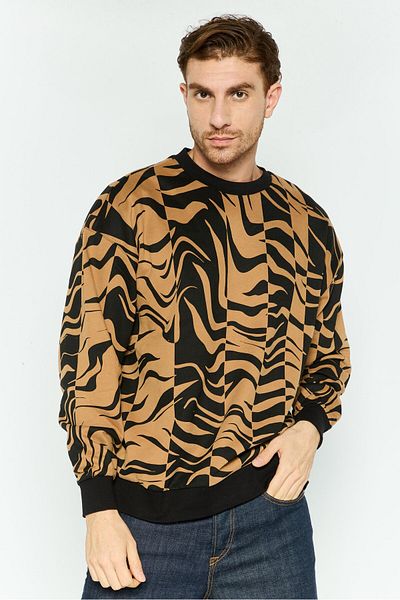 Hugo by Hugo Boss Men Crew Neck Long Sleeve All Over Printed Sweatshirt, Black
