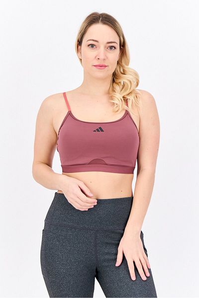 adidas Women Brand Logo Padded Sports Bra, Light Maroon