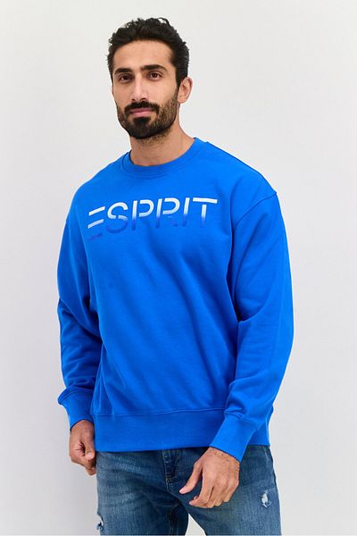 Esprit Men Crew Neck Brand Logo Long Sleeves Sweatshirt, Blue