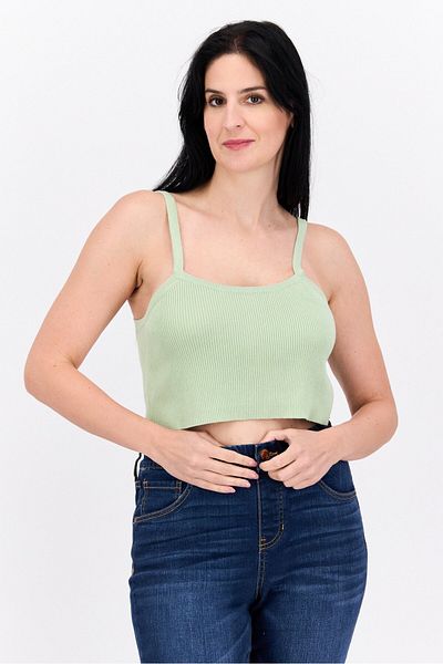 Missguided Women Square Neck Sleeveless Textured Crop Top, Mint Green