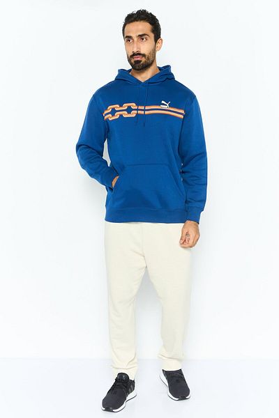 Puma Men Sportswear Fit Long Sleeve Outdoor Hooded Sweatshirt, Blue