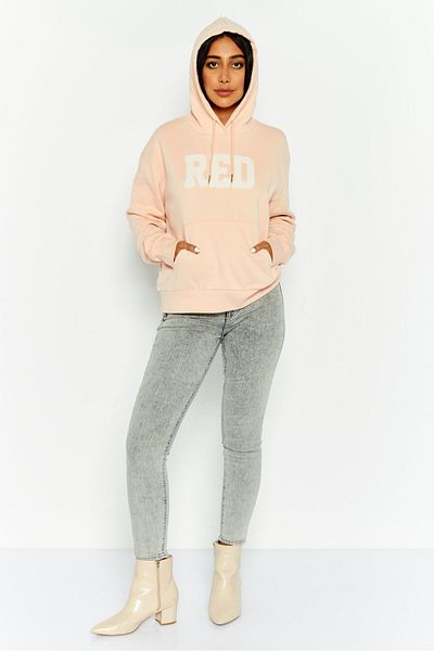 Mode by Redtape Women Hooded Brand Logo Long Sleeves Sweatshirt, Light Pink