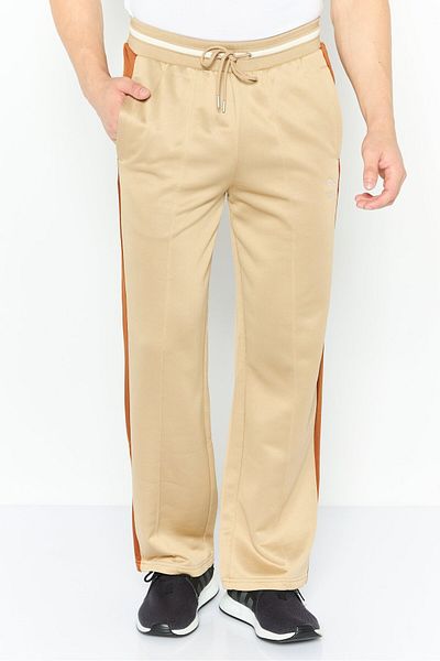 Puma Men Relaxed Fit Embroidered Logo Training Sweatpant, Tan Combo