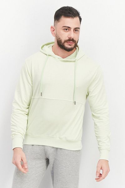 Sovereign Code Men Hooded Neck Plain Long Sleeves Sweatshirt, Lime Green