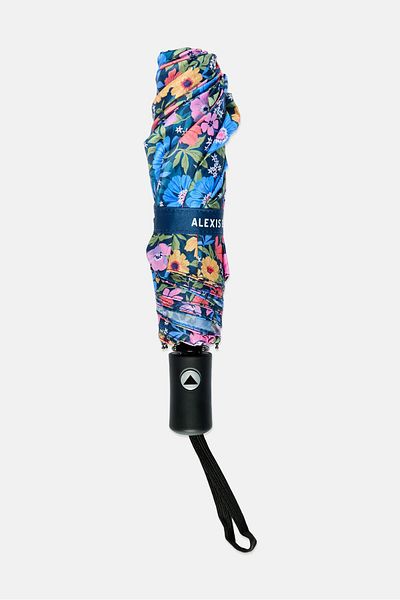 Alexis Bendel Floral Print Folded Umbrella, Blue Combo