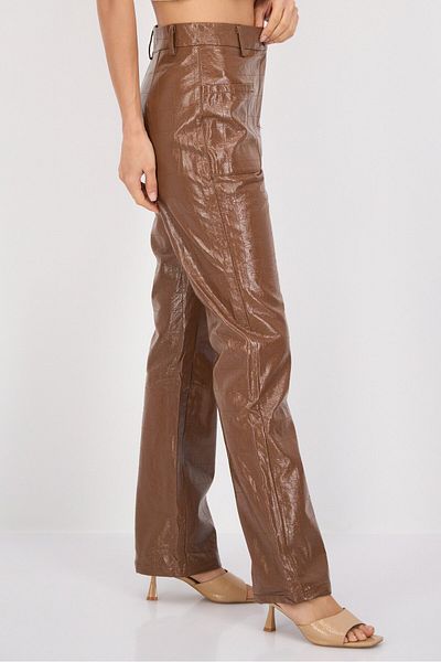 4th & Reckless Women Regular Fit Solid Straight Pants, Brown