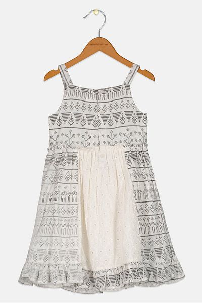 Miss Kids Girl Allover Print Dress, White