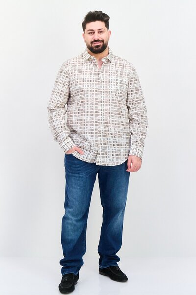 Perry Ellis Men Stretch Fit Long Sleeves Allover Print Casual Shirt, Multicolor