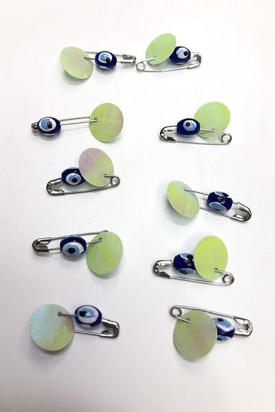 Hayalperest boncuk Green Sequin Hook Pin Evil Eye Bead