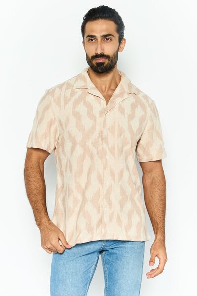 Original Paperbacks Men Regular Fit Short Sleeves Textured Casual Shirt, Multicolor