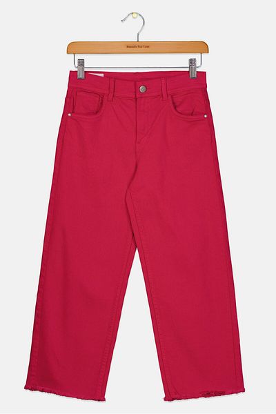 Pepe Jeans بنطلون جينز مطاطي بقصة عادية للبنات، وردي غامق