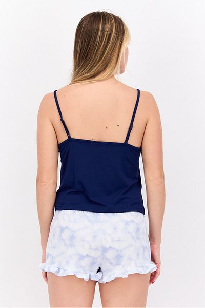 French Affair Women 2 Piece Printed Pajama Set, Navy