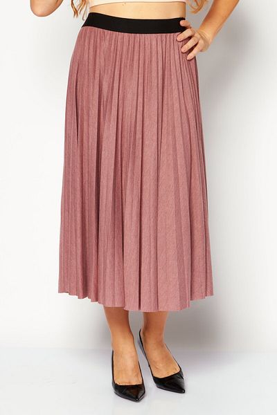 Esprit Women Plain Casual Pleated Skirt, Mauve