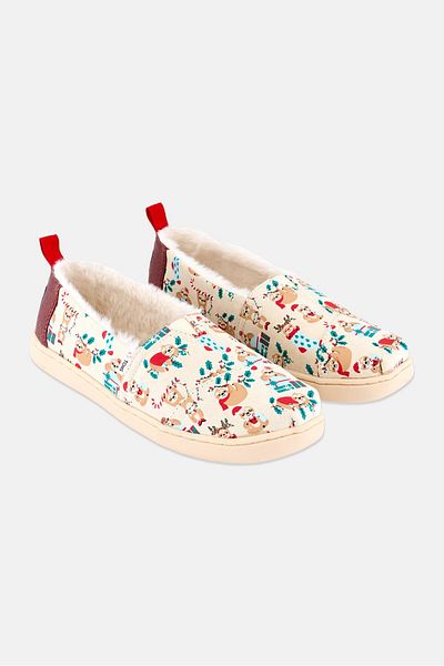 Toms Kids Boy Dark Holiday Slip On Shoes, Beige Combo