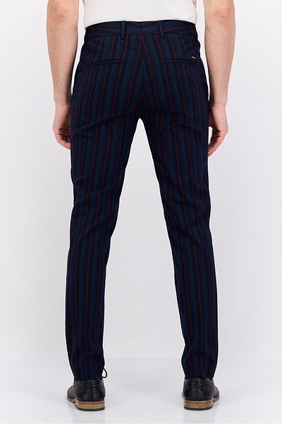 Scotch & Soda Men Super Slim Fit Striped Mott Chino Pants, Navy Combo