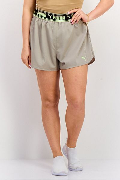 Puma Women Brand Logo Training Shorts , Khaki