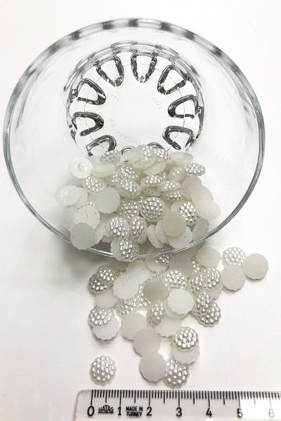 Hayalperest boncuk Λευκή Μπακαμπούρα Half Pearl Beads Πλαστική