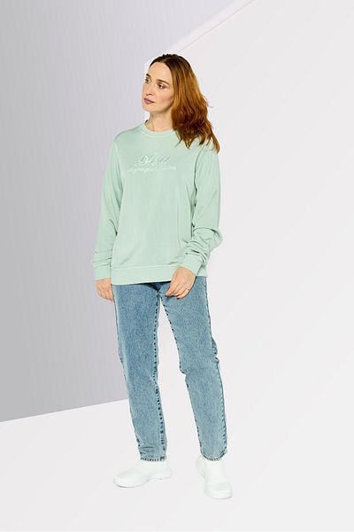 Diesel Women Crew Neck Long Sleeves Embroidered Sweatshirts, Green