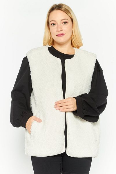 Bagatelle Women Regular Fit Faux Fur Vest, Cream