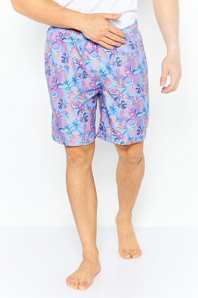 TailorByrd Men Allover Print Drawstring Board Short, Lilac Combo