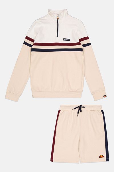 Ellesse Kids Boy 2 Piece Sportswear Fit Long Sleeves Outdoor Sweatshirt And Shorts, Off White