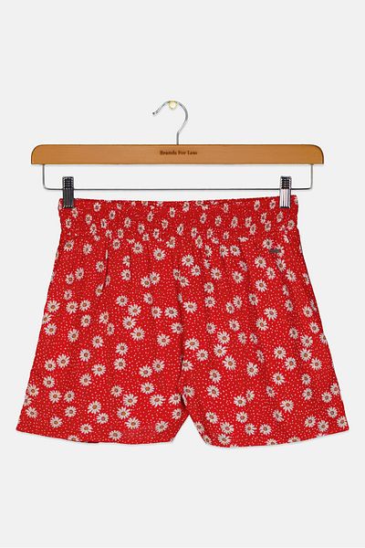 Pepe Jeans Kids Girl Floral Print Pull On Shorts, Red
