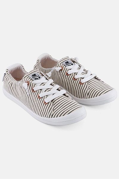 Roxy Women Rory Stripe Lace Up Causal Shoes, Beige