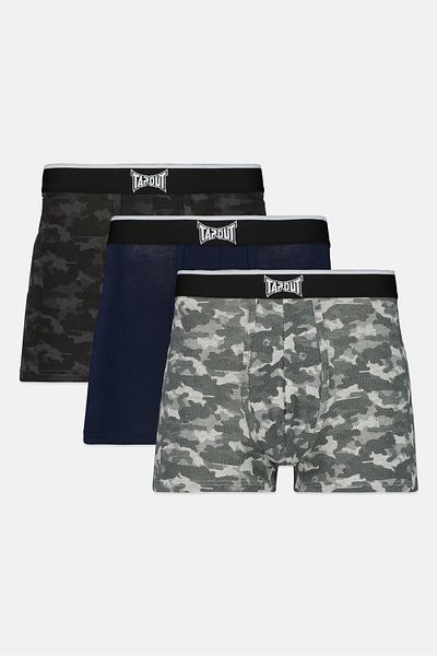Tapout بوكسر رجالي بطبعة مموهة، 3 قطع، أسود